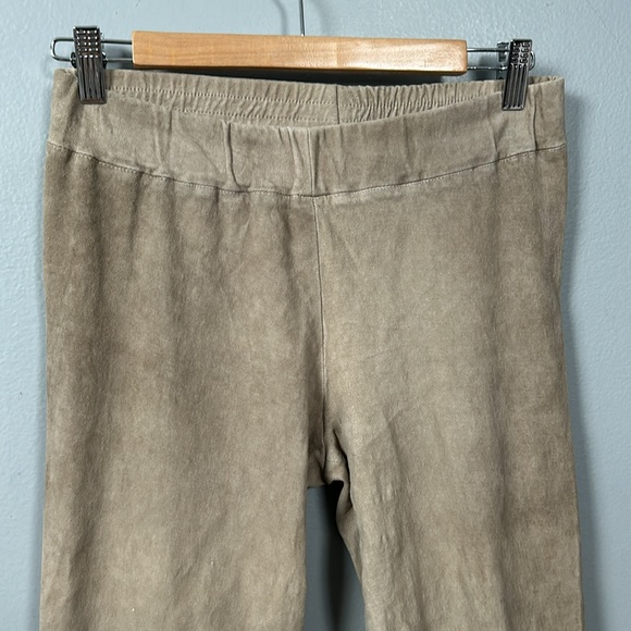 Beige Faux Suede Slim Elastic Band Pants size 44 US 4 -6 sexy soft - Picture 6 of 16